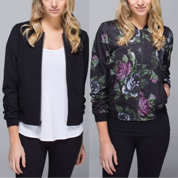 lululemon athletica Jackets & Blazers - LULULEMON Party Bomb Jacket Garden Party Smooth Silver Black Reversible SZ Small